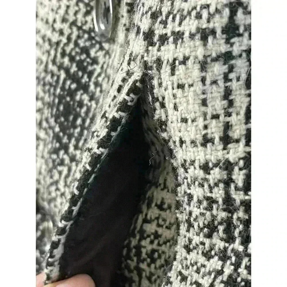 Armani Exchange Double Breasted Wool Blend Belted Pea Coat Black White Size S - Picture 7 of 8